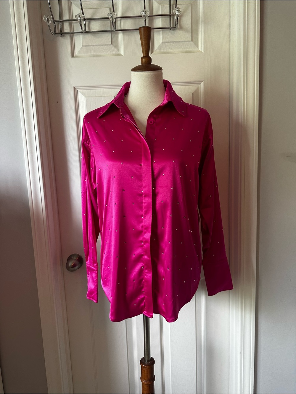 NWT Hot Pink Blouse with rhinestones